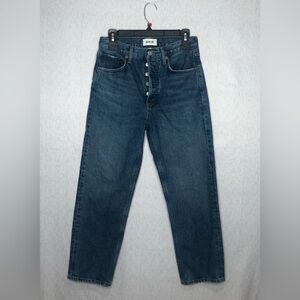 Agolde Women’s 90s Crop Mid Rise Straight Jeans In Essence Casual Chic Dark Wash